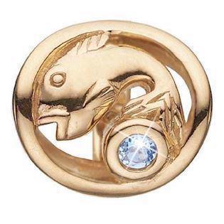 Christina Collect Gold Plated Silver Fish Zodiac with White Stone (19. mars - 19. mars)
